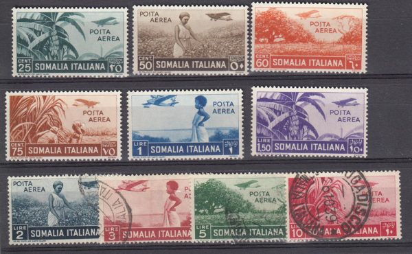 FRENCH SOMALIA-1936 AIR SET SUPERB MINT/USED H.R. $162